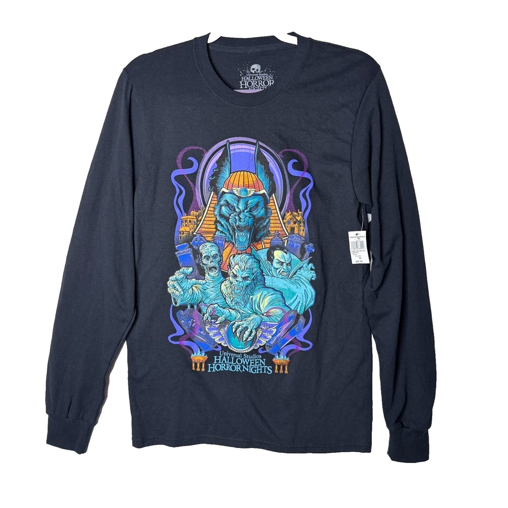Universal Studios NEW Halloween HHN 2022 Shirt Sz S Monsters Horror Long‎ Sleeve